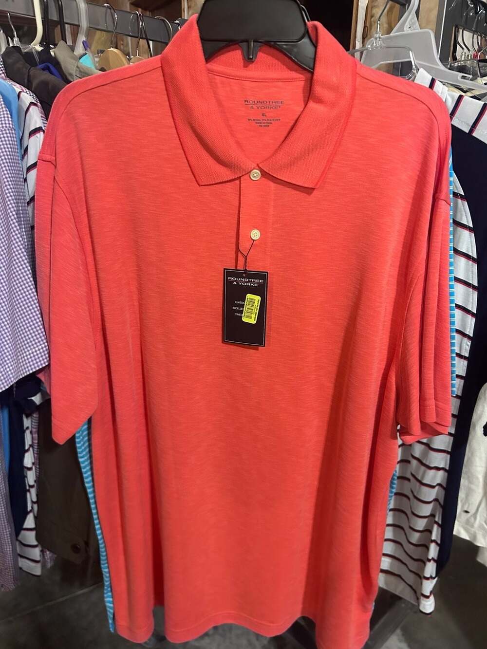Roundtree & Yorke XL Coral Modal Blend Short Sleeve Polo Shirt NWT